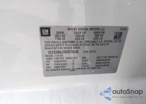 2016 Cadillac Escalade Luxury Collection из США, поврежденный, VIN 1GYS3BKJ7GR270246